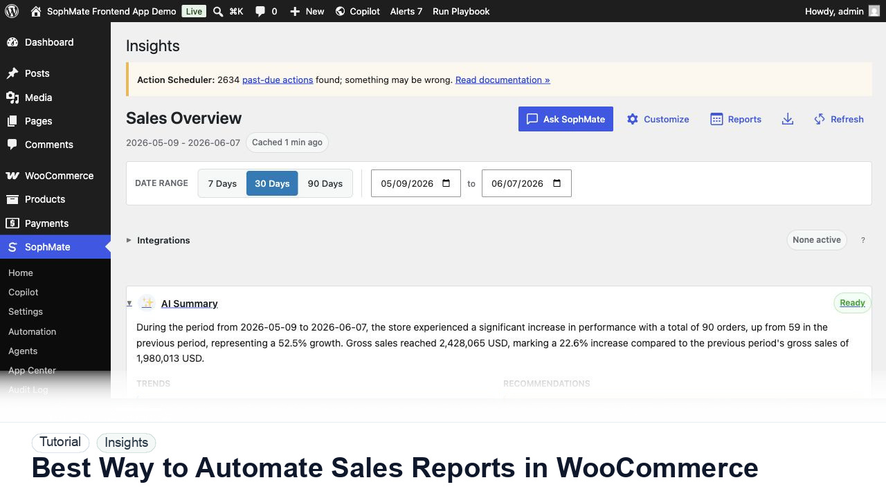 SophMate tutorial image for Best Way to Automate Sales Reports in WooCommerce showing the related wp-admin workflow context.