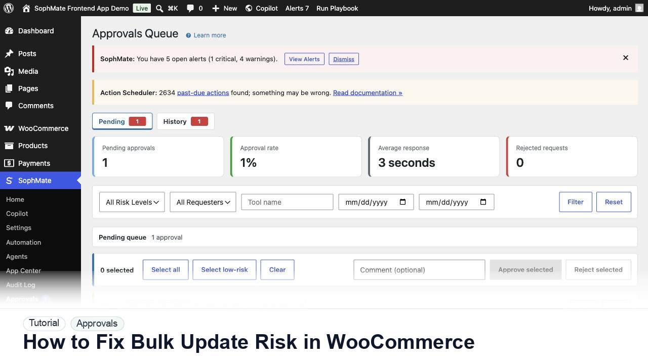 SophMate tutorial image for How to Fix Bulk Update Risk in WooCommerce showing the related wp-admin workflow context.