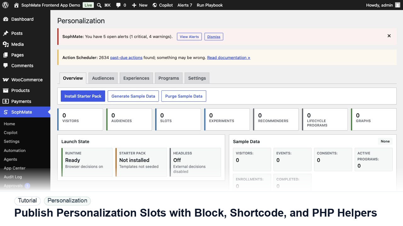 SophMate tutorial image for Publish Personalization Slots with Block, Shortcode, and PHP Helpers showing the related wp-admin workflow context.