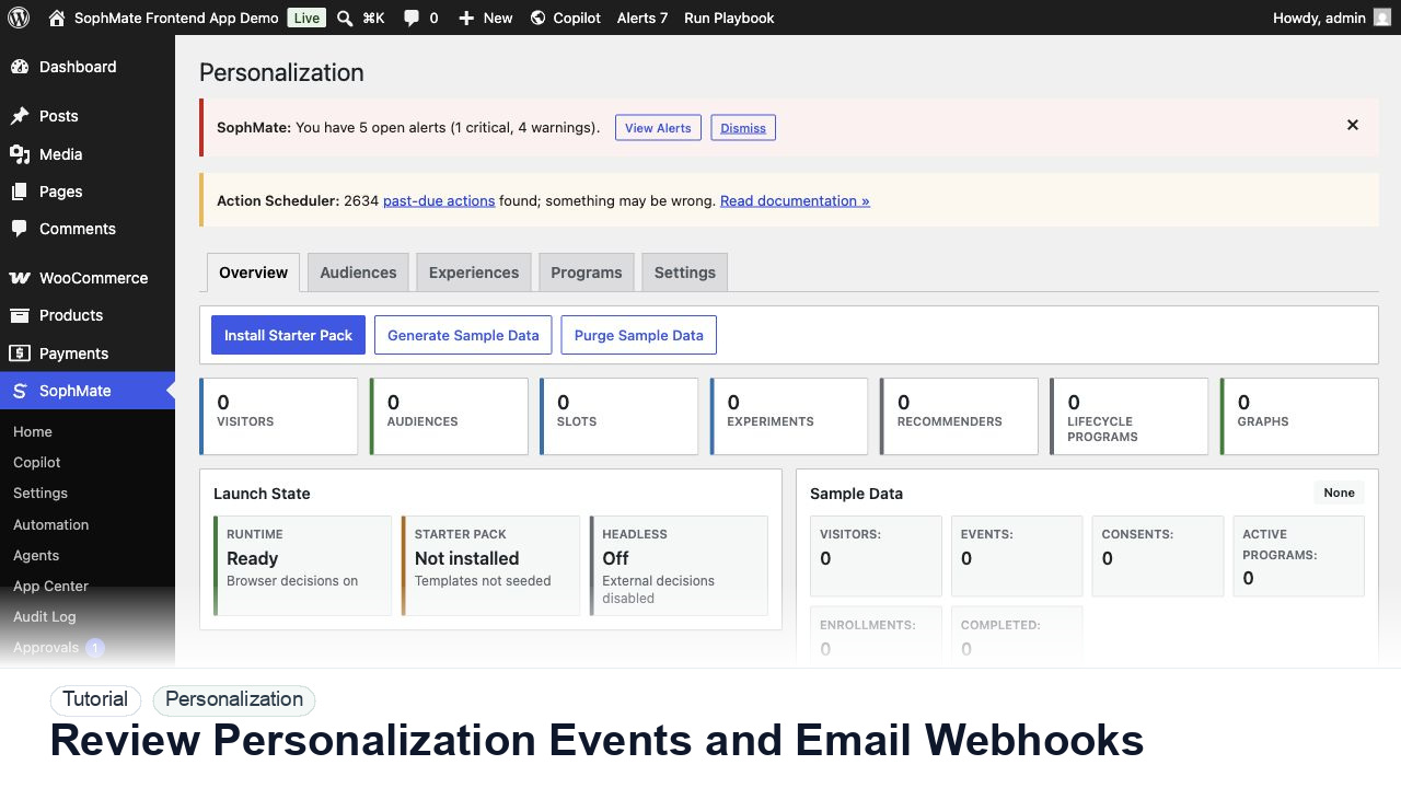 SophMate tutorial image for Review Personalization Events and Email Webhooks showing the related wp-admin workflow context.