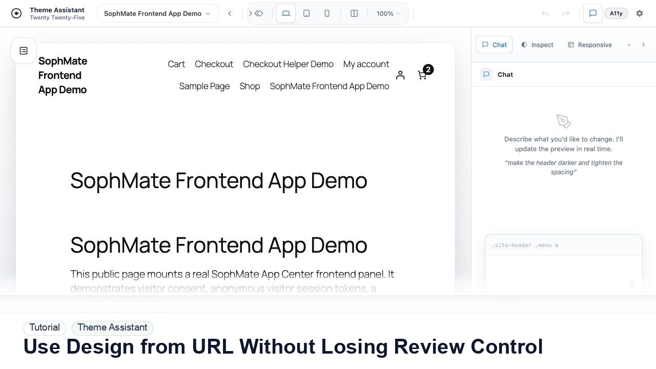 SophMate tutorial image for Use Design from URL Without Losing Review Control showing the related wp-admin workflow context.